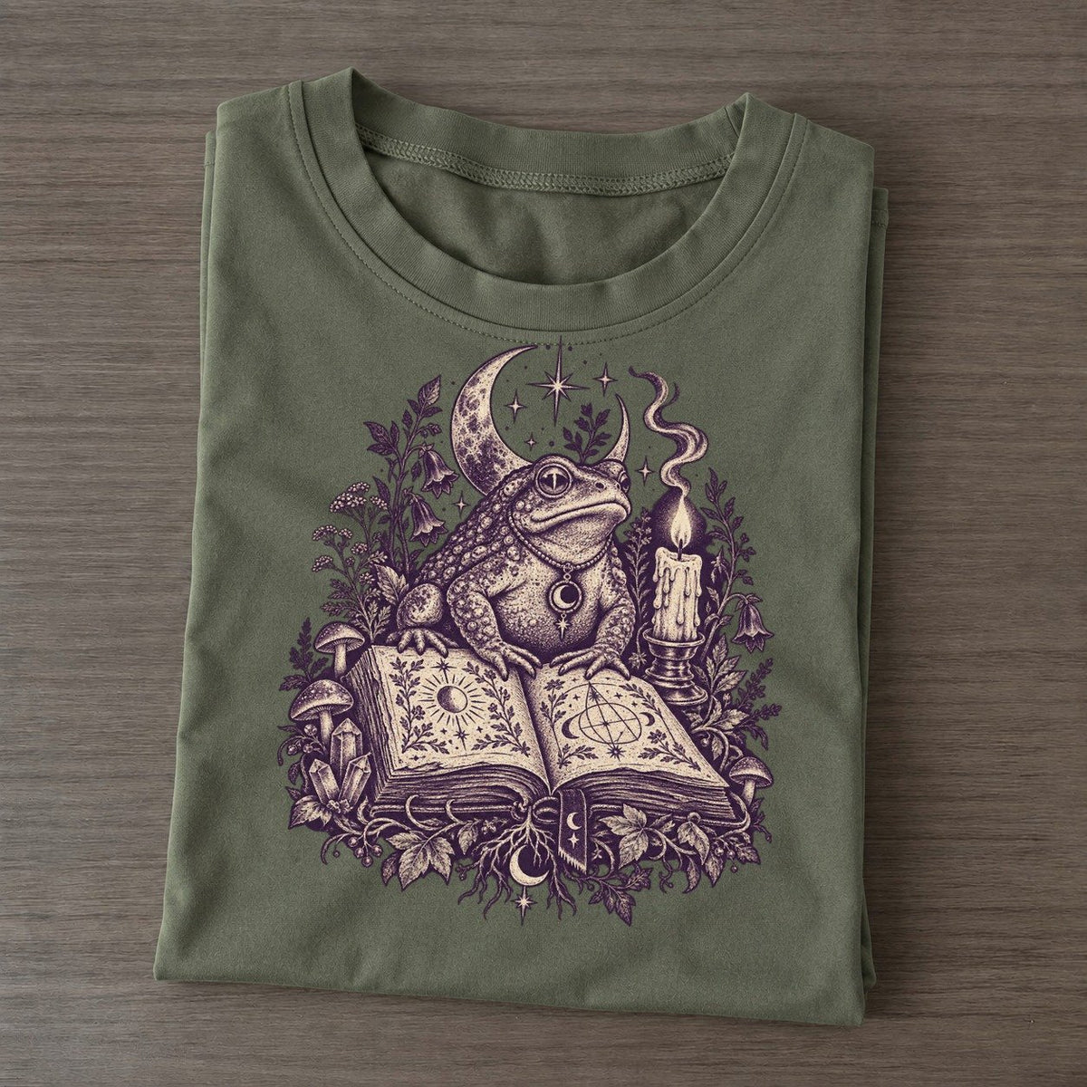 Toad On The Spellbook Midnight Haunt Classic T-shirt – Army Green