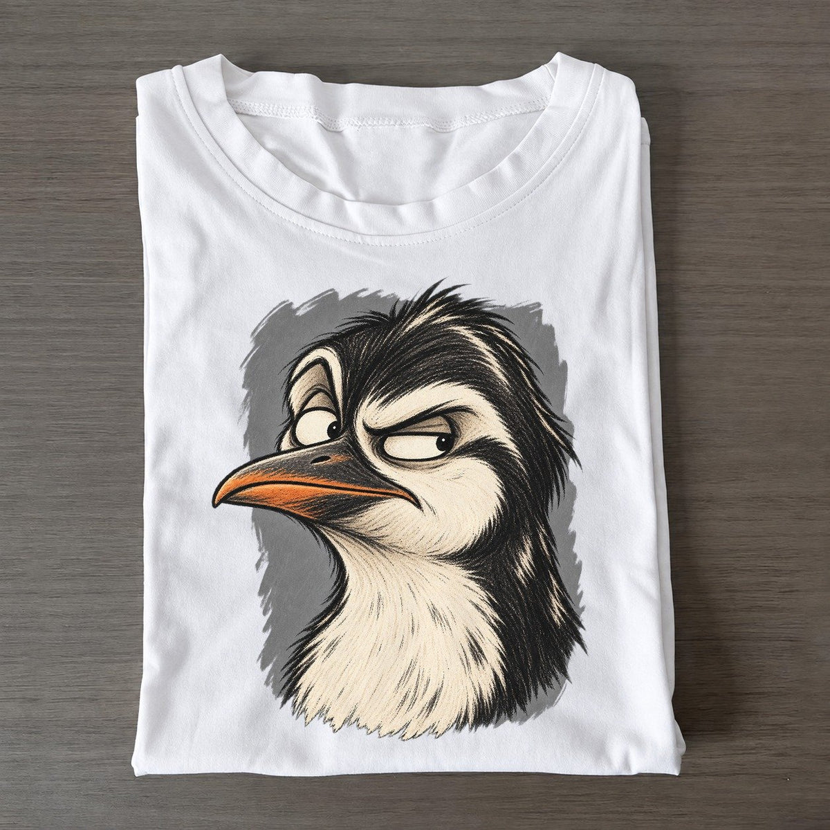 Penguin Expressive Portrait Wild Grin Gallery Classic T-shirt – White