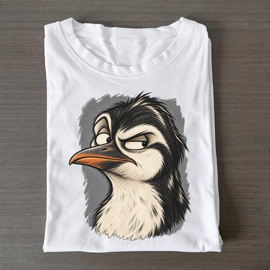 Penguin Expressive Portrait Wild Grin Gallery Classic T-shirt – White