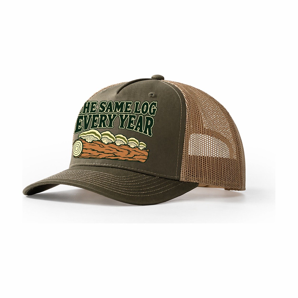 The Same Log Every Year Foraging And Mycology Trucker Hat – Olive Khaki