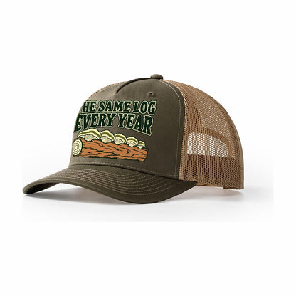The Same Log Every Year Foraging And Mycology Trucker Hat – Olive Khaki