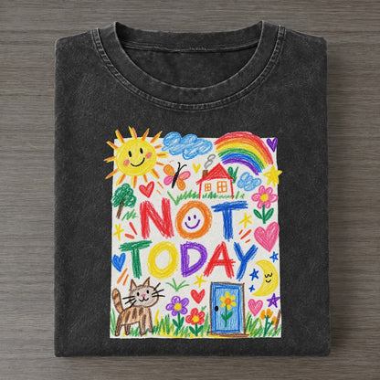 Not Today Crayon Hour Vintage T-shirt – Black