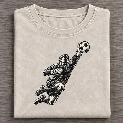 Football Keeper Diving Save Global Sports Ink Figures Vintage T-shirt – Off White