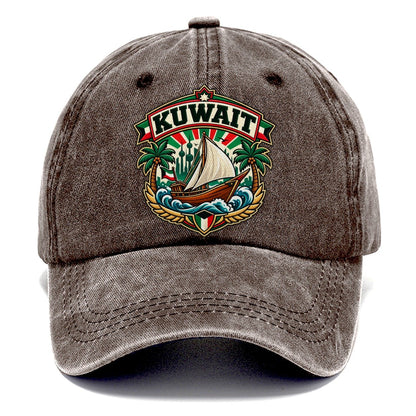 Kuwait Retro Badge Country Logos Classic Cap – Brown