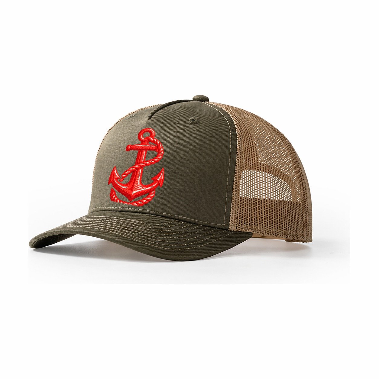 Anchor Rope Loop Micro Motion Mark Trucker Hat – Olive-Khaki