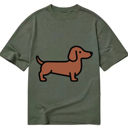 Dachshund Redbrown Smooth Flat Side Profile Classic T-shirt – Army Green