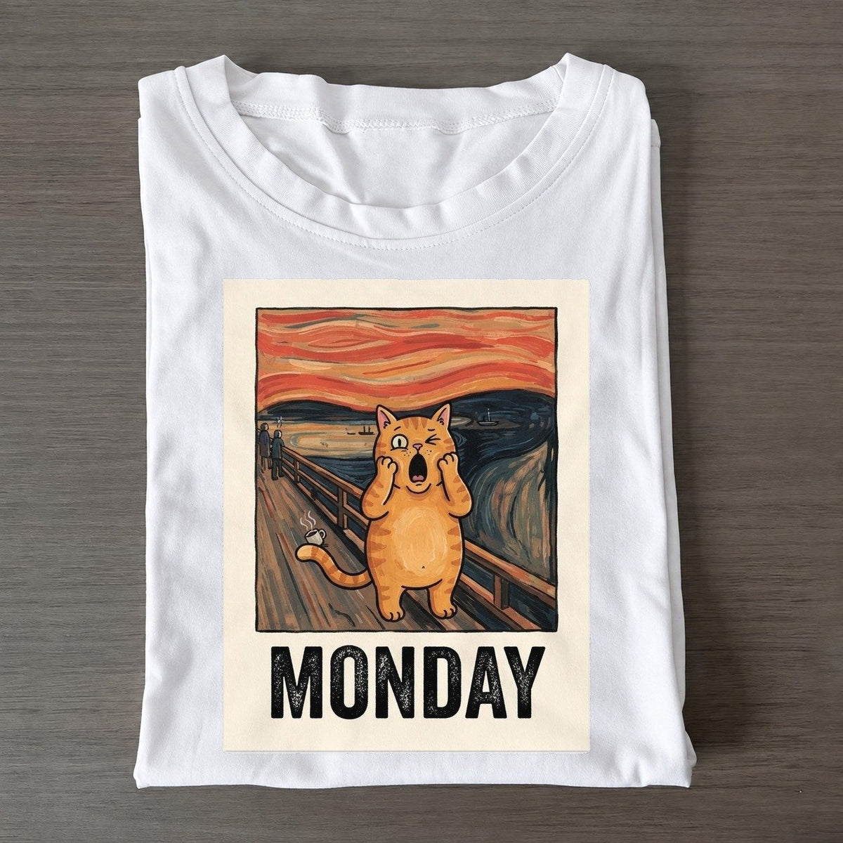 Orange Cat Scream Monday Scream Classic T-shirt – White
