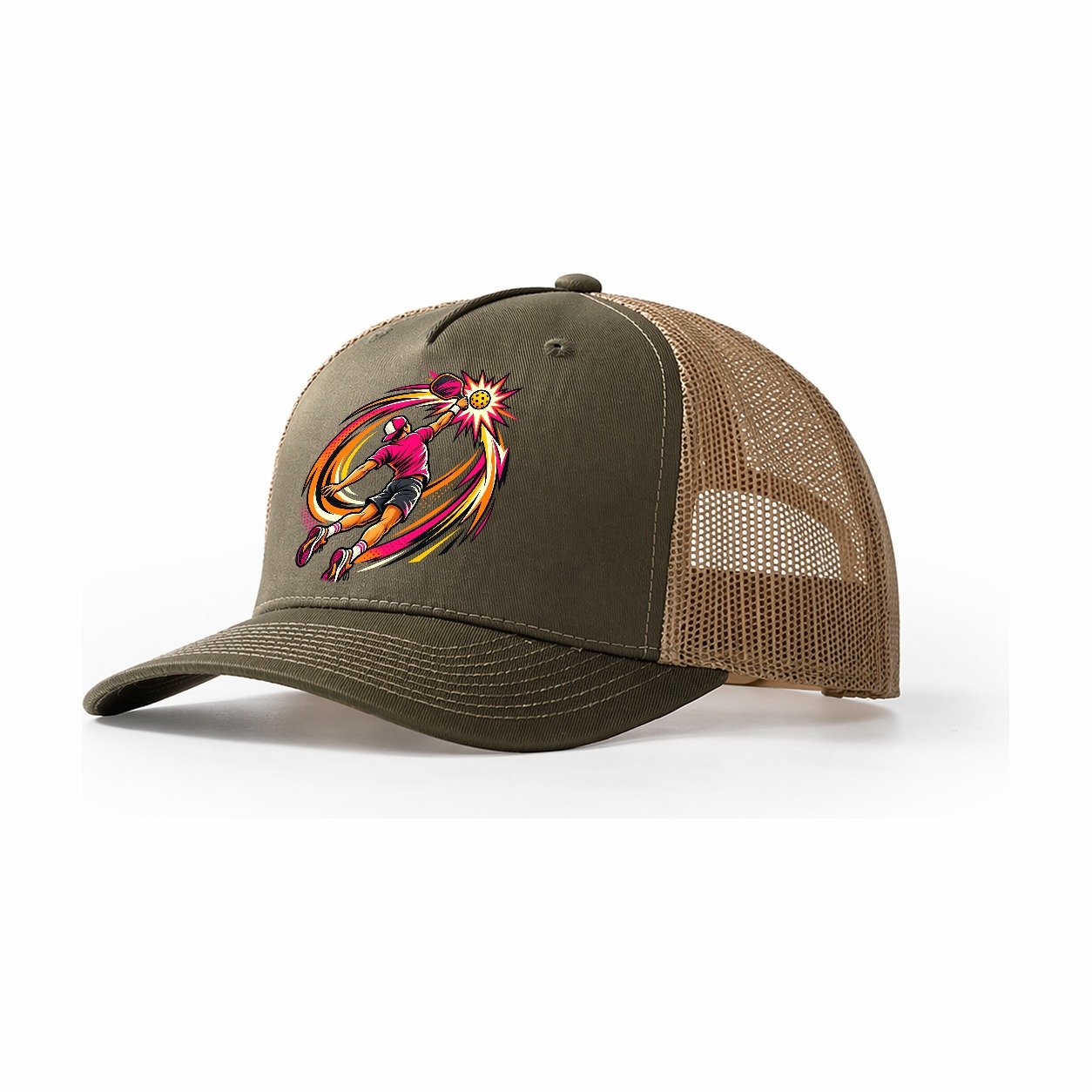 Overhead Smash Pickleball Life Trucker Hat – Olive Khaki