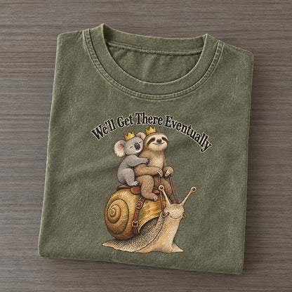 Well Get There Eventually Kerfuffle Club Vintage T-shirt – Army Green
