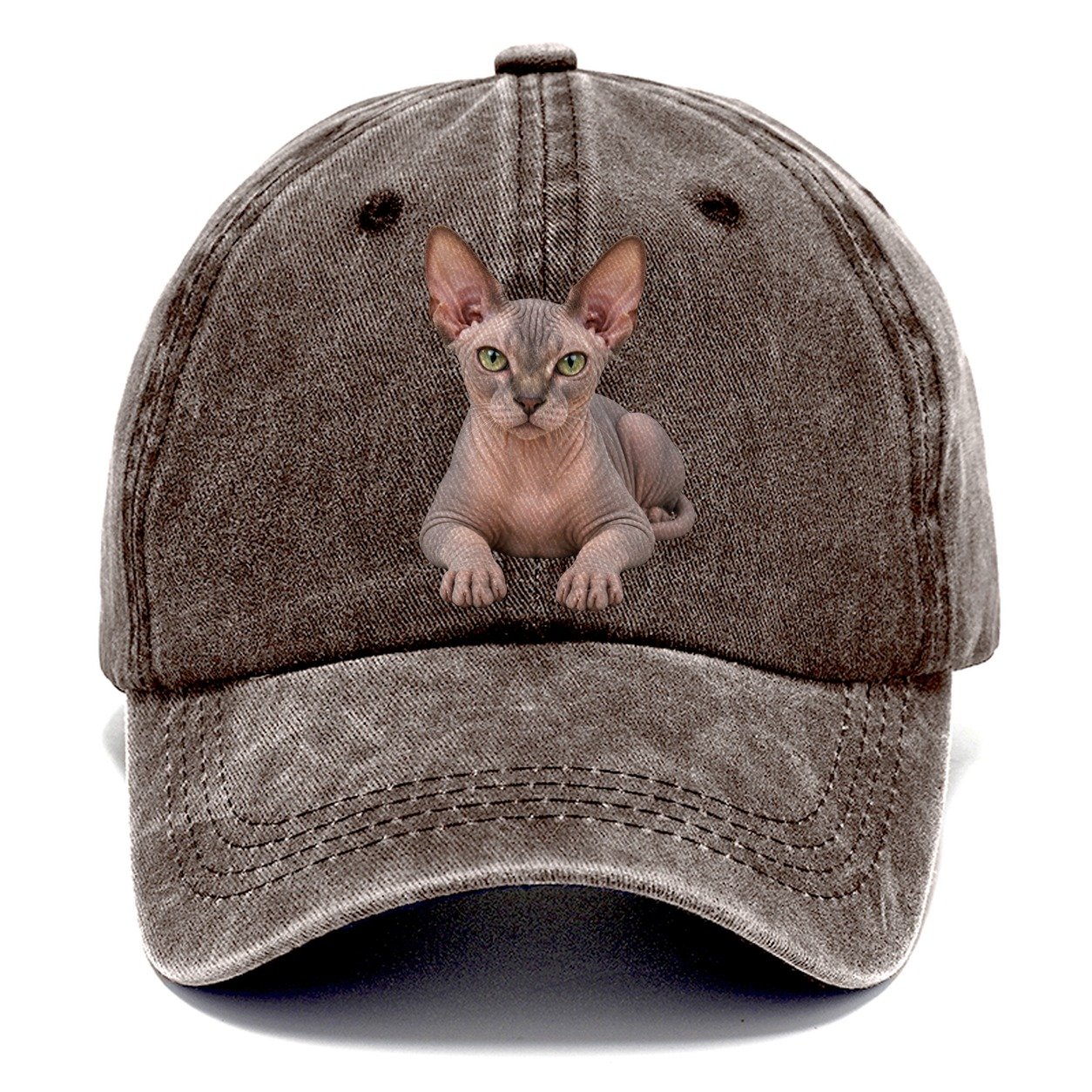 Sphynx Reclining Paws Forward Realistic Cat Portrait Classic Cap – Brown