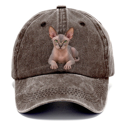 Sphynx Reclining Paws Forward Realistic Cat Portrait Classic Cap – Brown