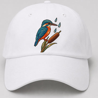 Kingfisher Rain Pause Gentle Wild Baseball Cap – White