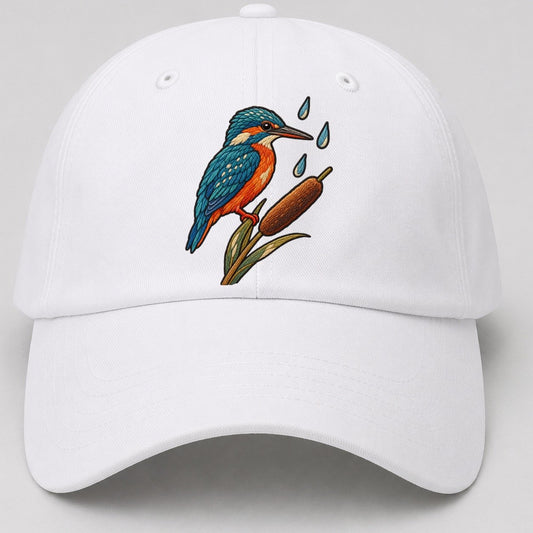 Kingfisher Rain Pause Gentle Wild Baseball Cap – White