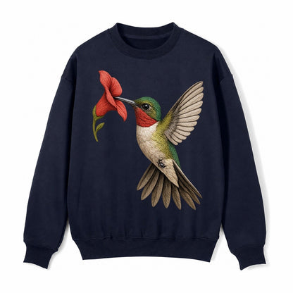 Hummingbird Harmony Fleece Sweatshirt – Navy Blue