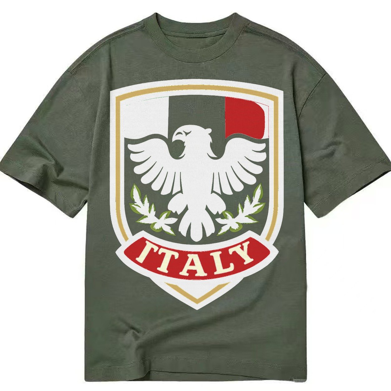 Italy Tricolor Logo Classic T-shirt – Army Green