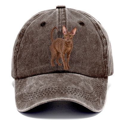 Cornish Rex Standing Three Quarter Realistic Cat Portrait Classic Cap – Brown