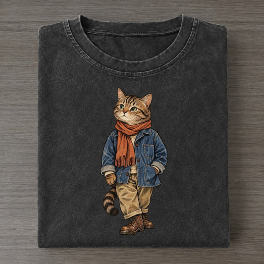 Domestic Cat Wardrobe Portrait Wild Wardrobe Portraits Vintage T-shirt – Black