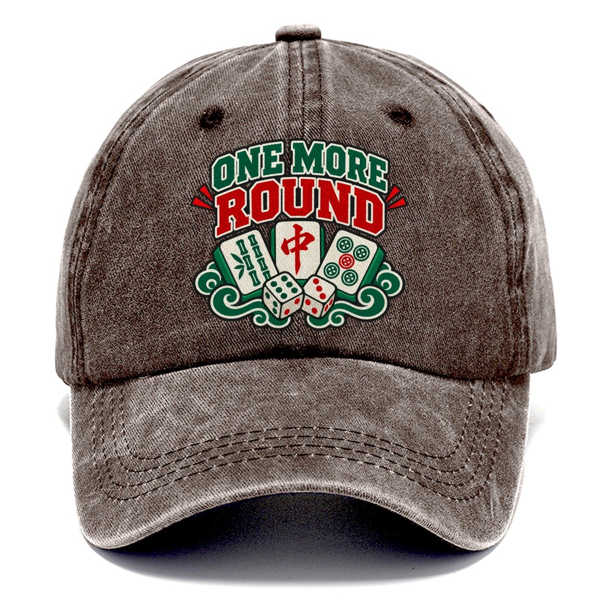 One More Round Mahjong Game Night Classic Cap – Brown