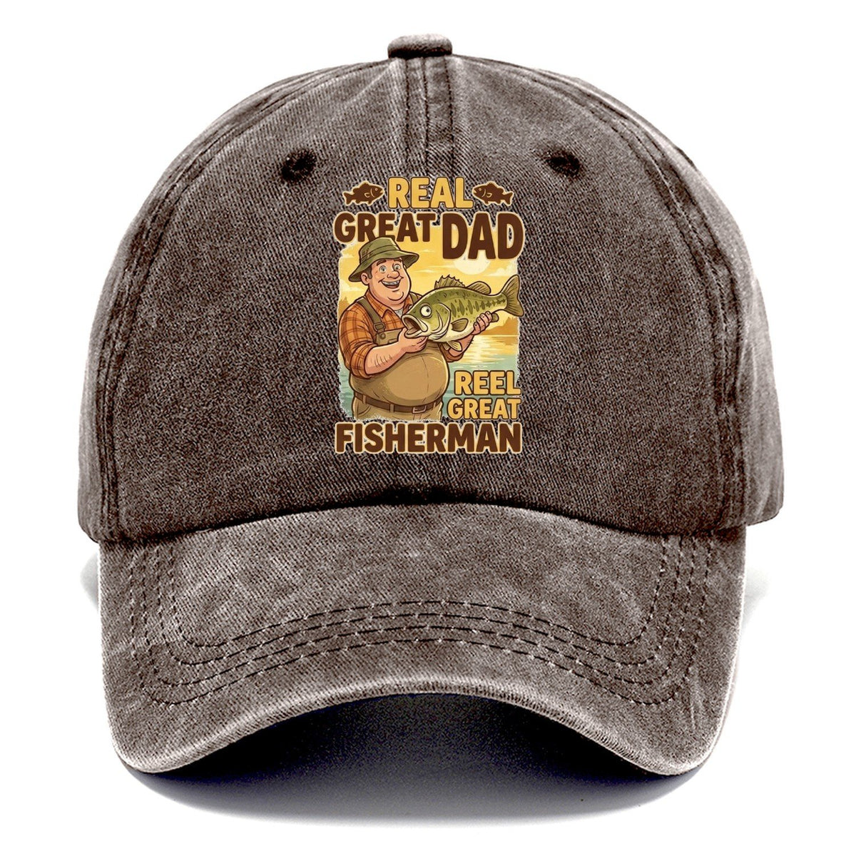Real Great Dad Reel Great Fisherman Classic Cap – Brown