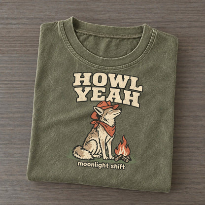 Howl Yeah Cowboy Critters Vintage T-shirt – Army Green