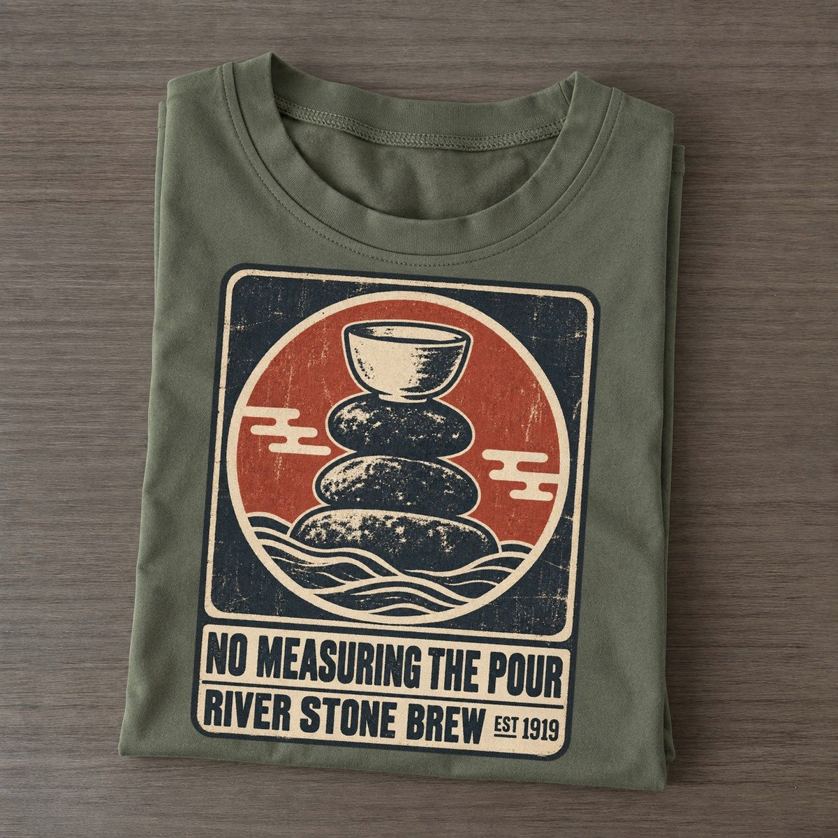 River Stone Brew Izakaya Rules Classic T-shirt – Army Green
