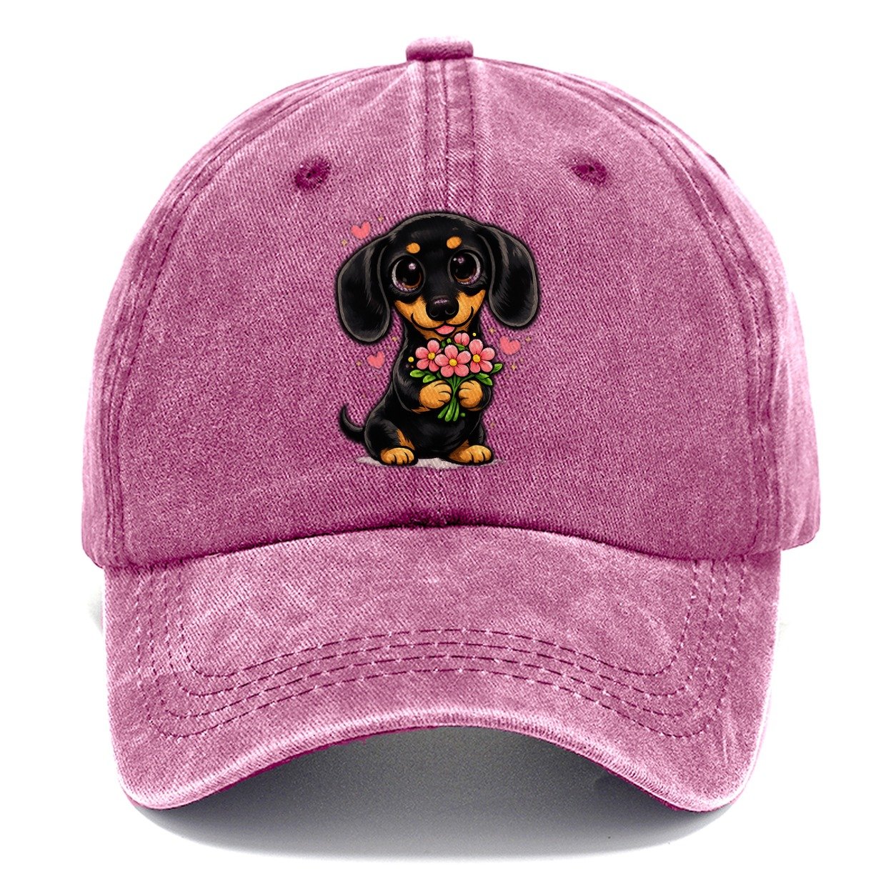 Dachshund Flower Bouquet Classic Cap – Dusty Rose