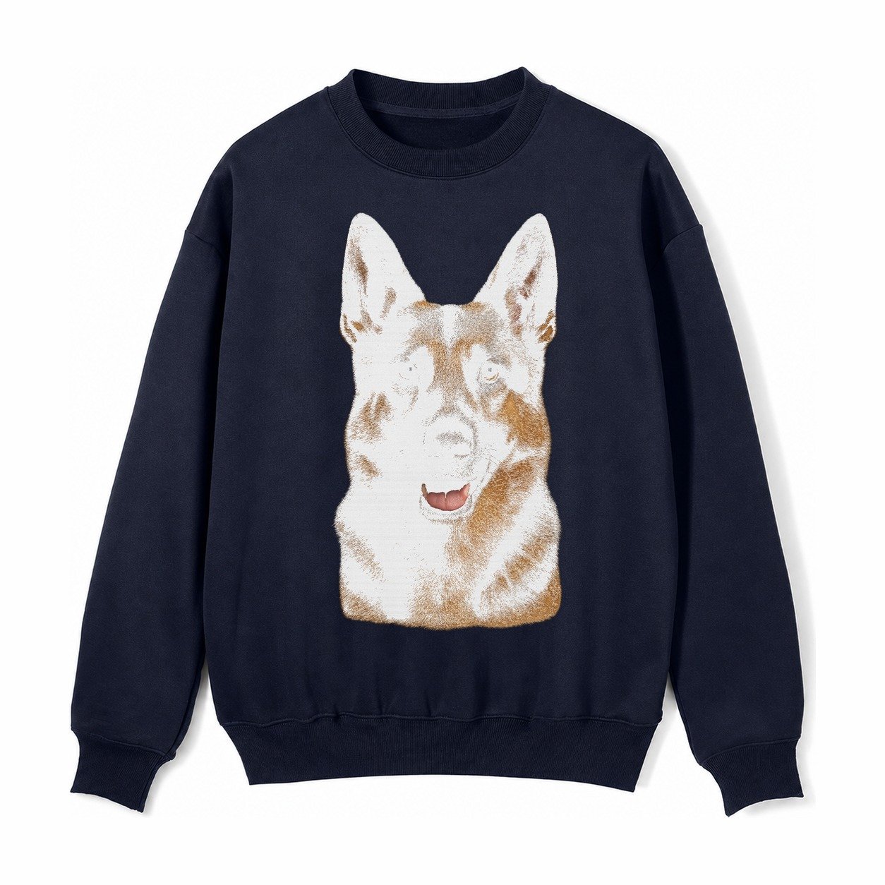 German Shepherd Portrait Fleece Sweatshirt – Navy Blue
