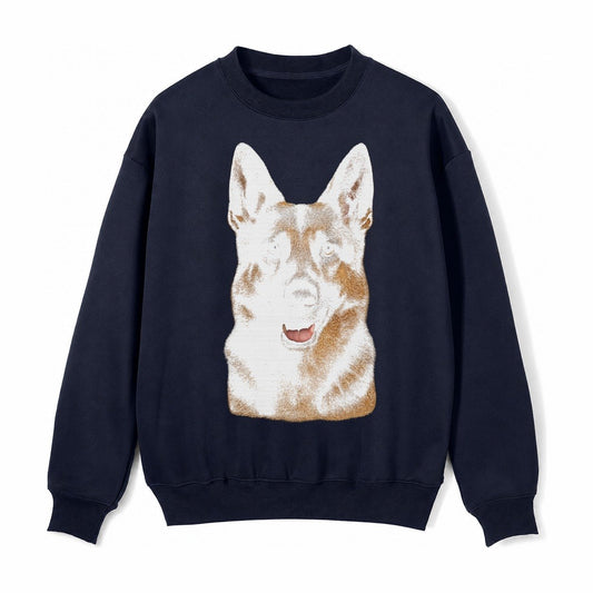 German Shepherd Portrait Fleece Sweatshirt – Navy Blue