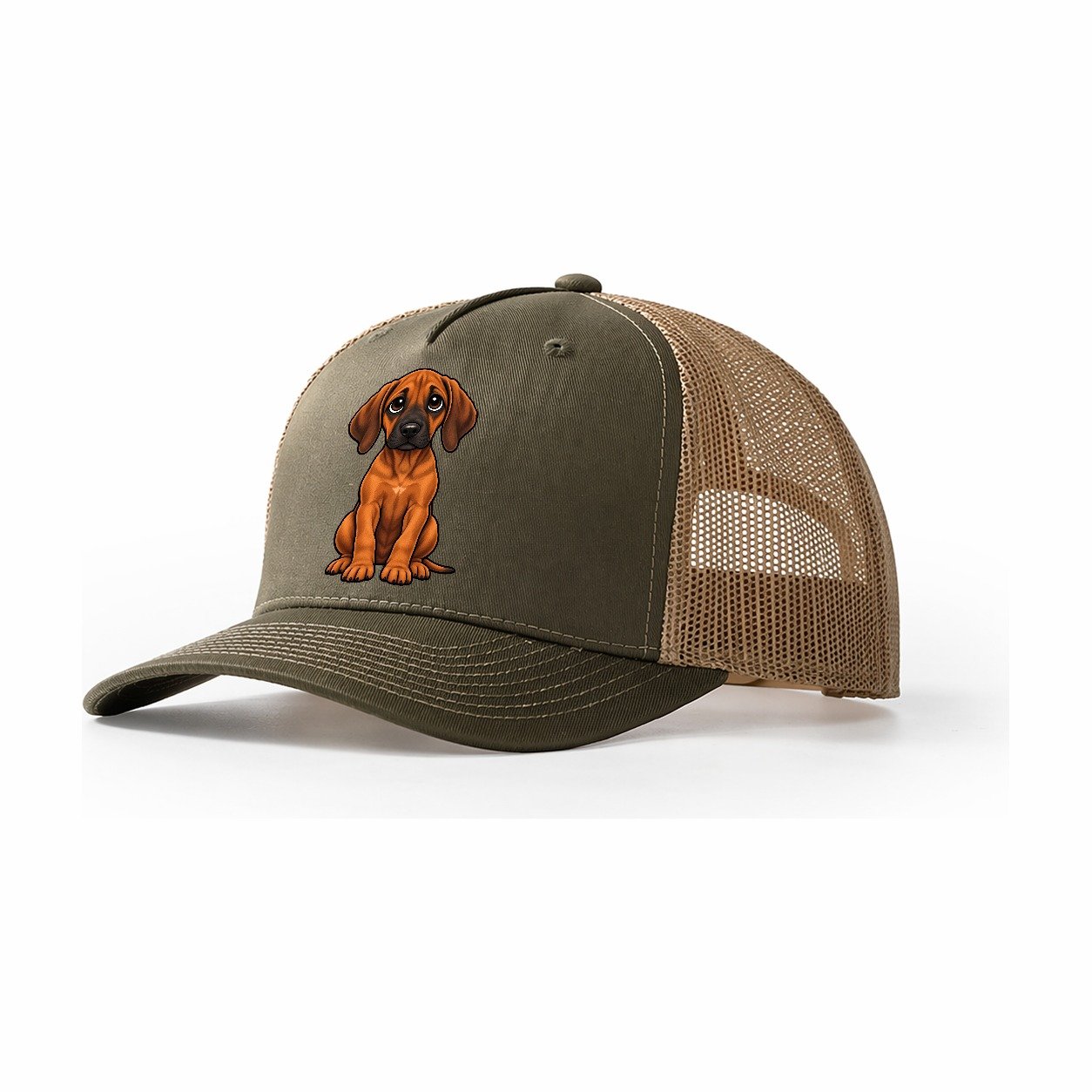 Rhodesian Ridgeback Sitting Sweetheart Trucker Hat – Olive Khaki