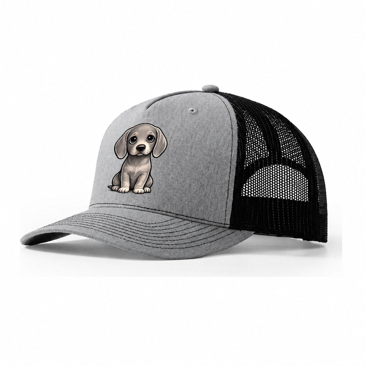 Weimaraner Sitting Sweetheart Trucker Hat – Sport Grey Black