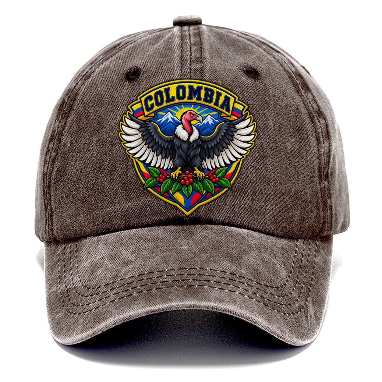 Colombia Retro Badge Country Logos Classic Cap – Brown