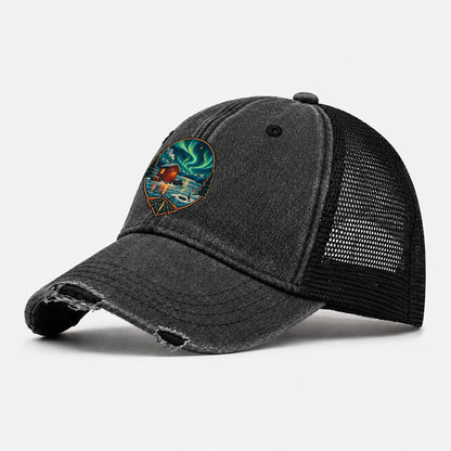Northern Ice Shack Night Fishing Club Washed Trucker Hat – Black