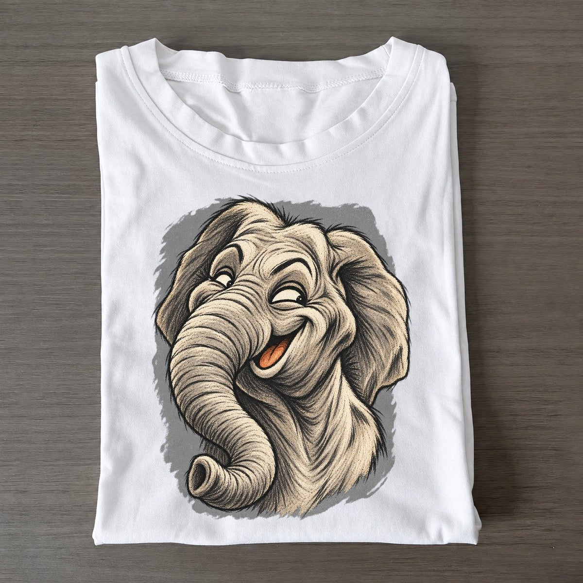 Elephant Expressive Portrait Wild Grin Gallery Classic T-shirt – White