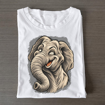 Elephant Expressive Portrait Wild Grin Gallery Classic T-shirt – White