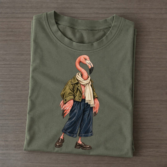 Greater Flamingo Wardrobe Portrait Wild Wardrobe Portraits Classic T-shirt – Army Green