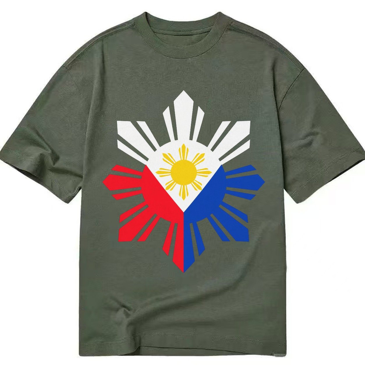 Philippines Iconic Sun And Stars Classic T-shirt – Army Green