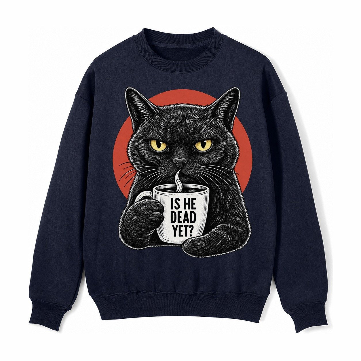 Is He Dead Yet Cat Fleece Sweatshirt – Navy Blue