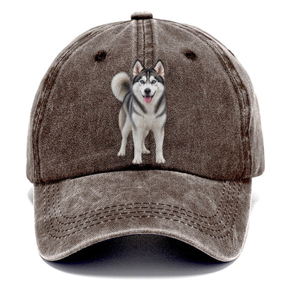 Siberian Husky Standing Top Breeds Classic Cap – Brown