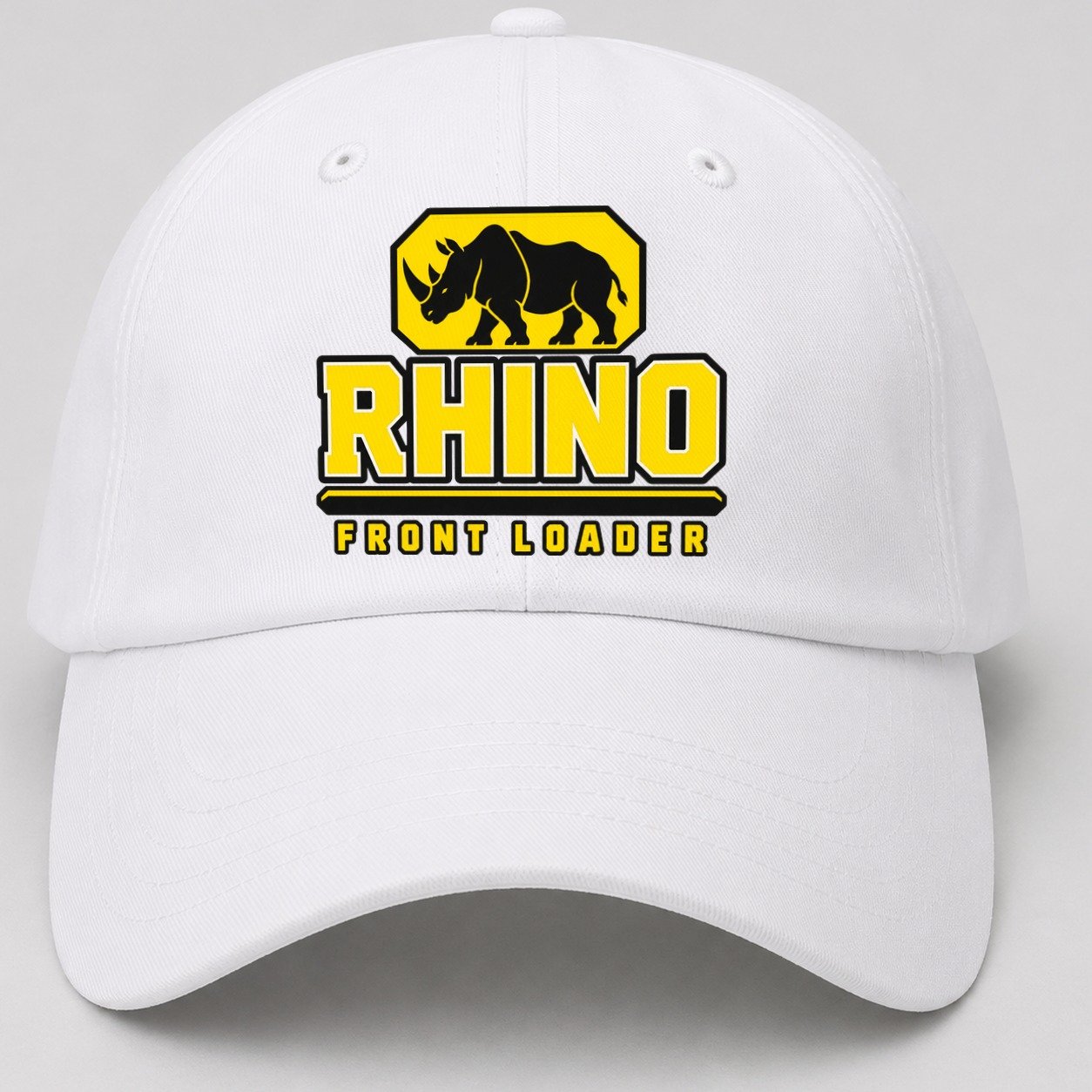 Rhino Front Loader Heavy Duty Baseball Cap – White