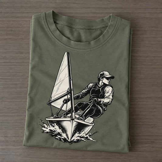 Dinghy Sailor Hiking Out Global Sports Ink Figures Classic T-shirt – Army Green