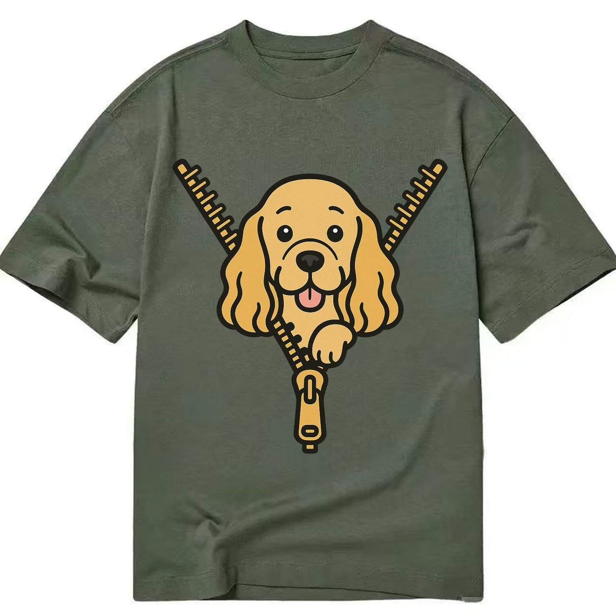 Cocker Spaniel Golden Or Buff Extremely Long Silky Ears Gent Classic T-shirt – Army Green