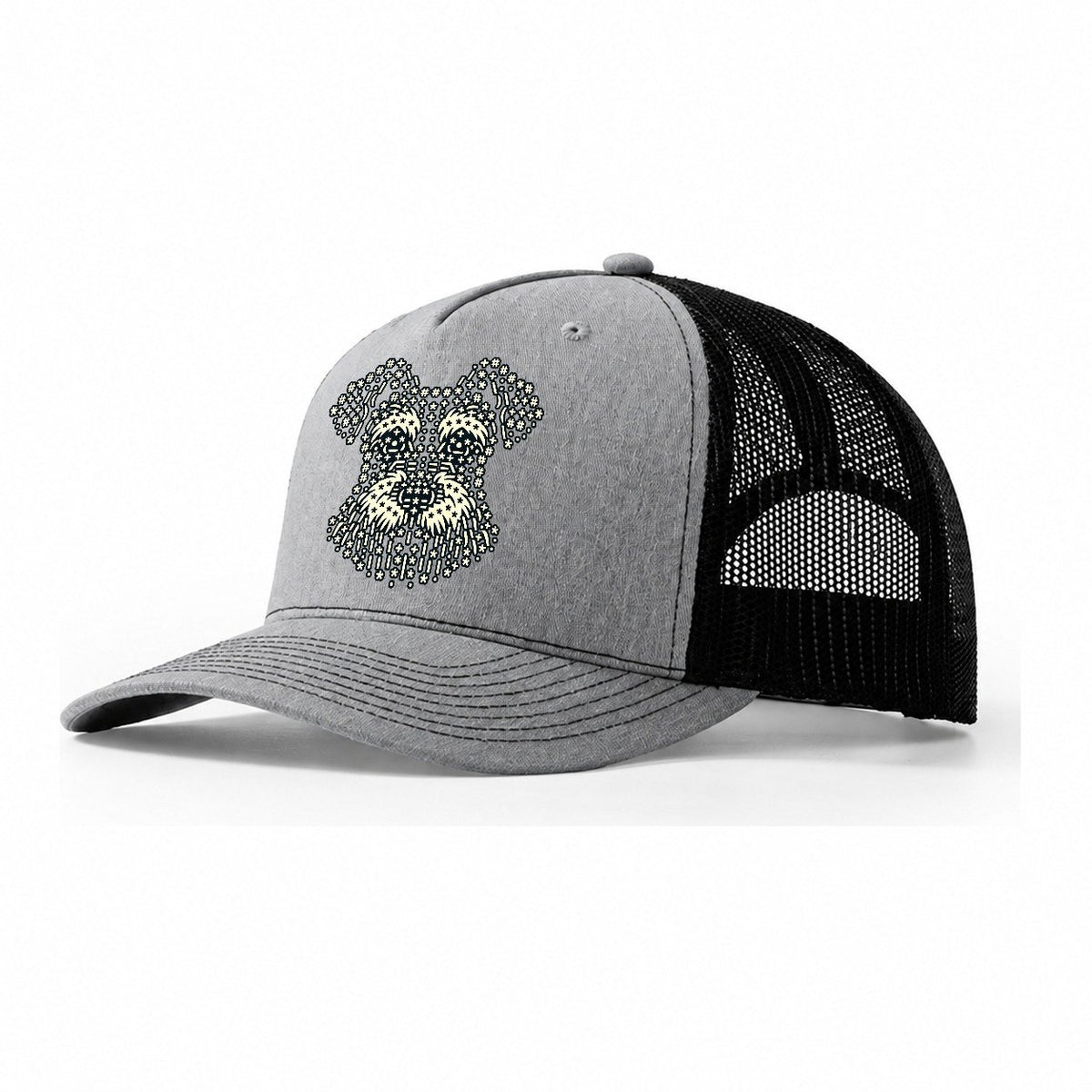 Schnauzer Muzzle Trucker Hat – Sport Grey Black