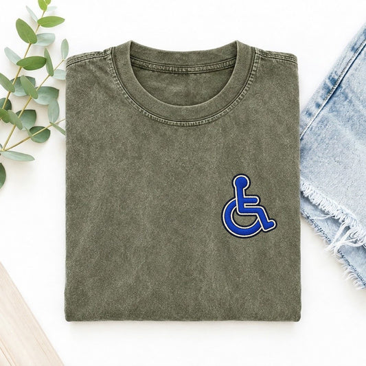 Wheelchair Access Left Chest Vintage T-shirt – Army Green