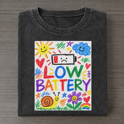 Low Battery Crayon Hour Vintage T-shirt – Black