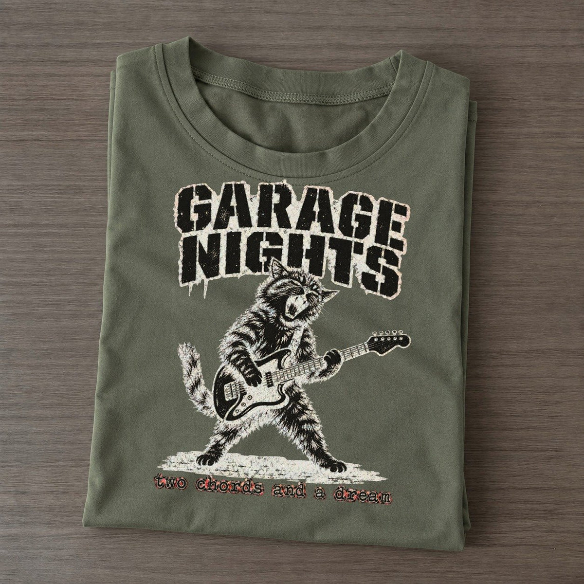 Garage Band Alley Cat Records Classic T-shirt – Army Green