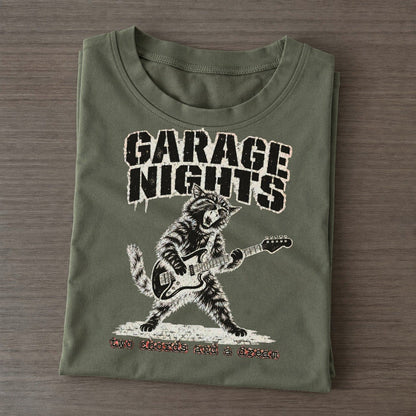 Garage Band Alley Cat Records Classic T-shirt – Army Green