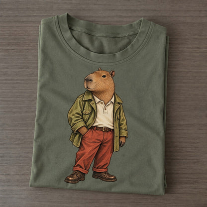 Capybara Wardrobe Portrait Wild Wardrobe Portraits Classic T-shirt – Army Green