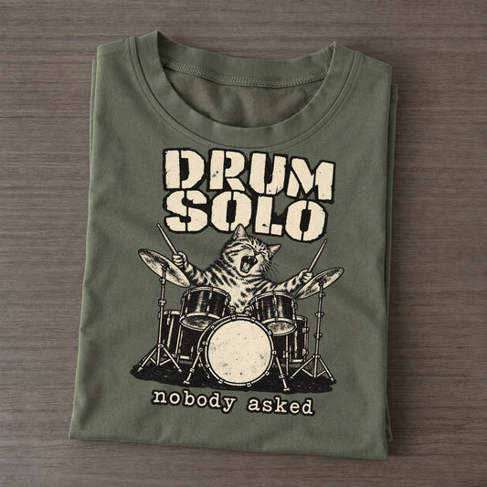 Drum Solo Alley Cat Records Classic T-shirt – Army Green