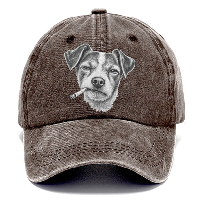 Jack Russell Terrier A Loosely Hand Rolled Cigarette Smoking Dogs Smoking Dogs Portraits Classic Cap – Brown