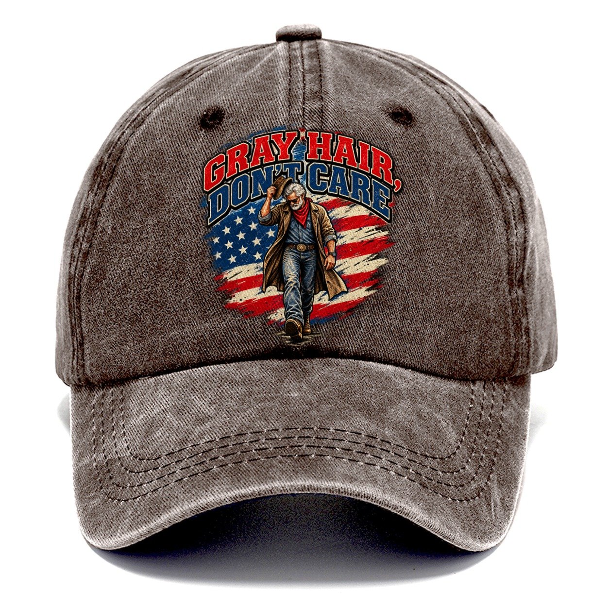 Gray Hair Don T Care Old Man Strong Classic Cap – Brown
